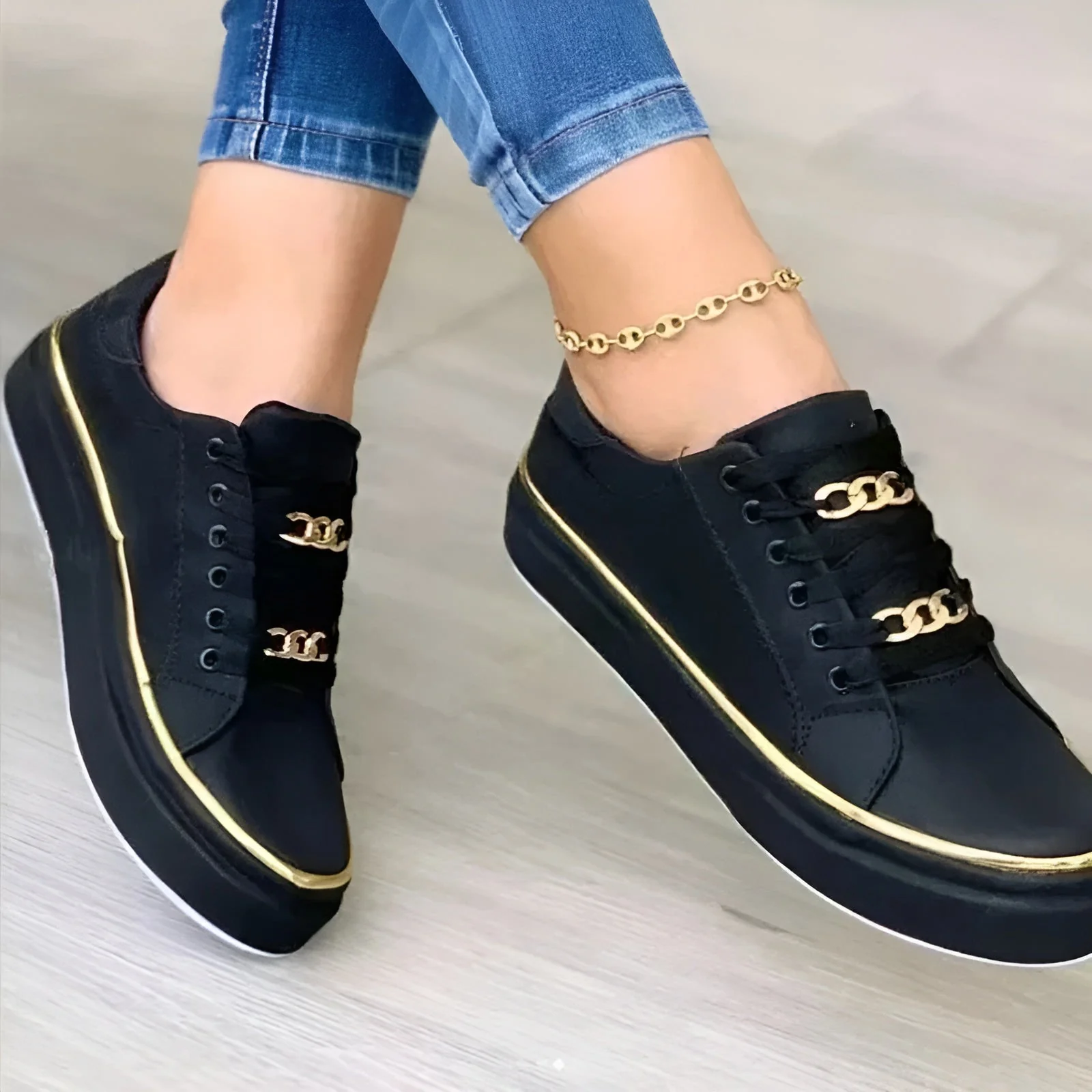 Aveline™ Orthopedic Chain Accent Sneakers